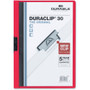 DURABLE DURACLIP Letter Report Cover - 8 1/2" x 11" - 30 Sheets Capacity - 1 Fastener(s) - Vinyl - Red Product Image 