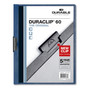 DURABLE DURACLIP Letter Report Cover - 8 1/2" x 11" - 60 Sheets Capacity - 1 Fastener(s) - Vinyl - Dark Blue Product Image 