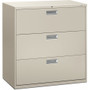 HON Brigade 600 H693 Lateral File - 40.9" Height x 42" Width x 18" Depth - 3 - Finish: Light Gray Product Image 