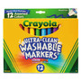 Crayola Classic Washable Markers - Broad Conical Marker Point - Washable - Assorted, Orange, Yellow, Green, Blue, Violet, Brown, Black, Gray, Flamingo Pink, Blue, ... Ink - Water Based (CYO587812) Product Image 