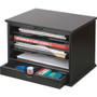 Victor Midnight Black Collection Wood Desktop Organizer - 4 Compartment(s) - 1 Drawer(s) - 14" Height x 10.75" Width x 9.75" Depth - Desktop - Non-slip, Stackable, Molding Base (VCT47205) Product Image 
