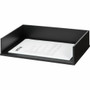 Victor Wood Stacking Letter Tray - Desktop - Stackable, Durable, Rubber Feet, Sturdy - Matte Black - Black - Wood, Faux Leather Product Image 
