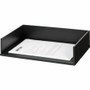 Victor Wood Stacking Letter Tray - Desktop - Stackable, Durable, Rubber Feet, Sturdy - Matte Black - Black - Wood, Faux Leather Product Image 