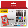 Canon PGI-250/CLI-251 Original Inkjet Ink Cartridge/Paper Kit - Combo Pack - Pigment Black, Cyan, Magenta, Yellow - 4 / Pack - Inkjet - Pigment Black, Cyan, Magenta, Yellow Product Image 