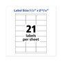 Avery Copier Mailing Labels, Copiers, 1.5 x 2.81, White, 21/Sheet, 100 Sheets/Box View Product Image