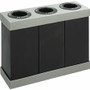 Safco At-Your-Disposal 3-bin Recycling Center - 28 gal Capacity - Rectangular - 33" Height x 46" Width x 16" Depth - Corrugated Plastic - Black Product Image 