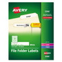 Avery Permanent TrueBlock File Folder Labels with Sure Feed Technology, 0.66 x 3.44, White, 30/Sheet, 50 Sheets/Box AVE5366 View Product Image