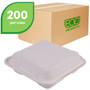 Eco-Products Hinged Clamshell Containers - Storing - Disposable - Microwave Safe - White - Sugarcane Body Product Image 