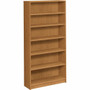 HON 1870 Series Bookcase | 6 Shelves | 36"W | Harvest Finish - 6 Shelf(ves) - 72.63" Height x 36" Width x 11.50" Depth - Floor - Adjustable Shelf, Scratch Resistant, Spill Resistant, Stain Resistant, Leveling Glide, Sturdy - Harvest Product Image 