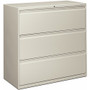 HON Brigade 800 H893 Lateral File - 40.9" Height x 42" Width x 18" Depth - 3 - Finish: Light Gray Product Image 