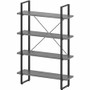 Lorell SOHO Rustic Metal Frame Bookcase - 57.5" Height x 39.4" Width x 11.8" Depth - 4 Shelve(s) - Band Edge - Finish: Charcoal - Sturdy, Durable Product Image 