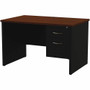 Lorell Modular 48"W x 30"D Right Pedestal Desk, Black/Walnut - 48" Width x 30" Depth, x 1.1" Thickness Top - 2 x Box, File Drawer(s) - Single Pedestal on Right Side - Material: Steel - Finish: Walnut Laminate, Black Product Image 