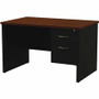 Lorell Modular 48"W x 30"D Right Pedestal Desk, Black/Walnut - 48" Width x 30" Depth, x 1.1" Thickness Top - 2 x Box, File Drawer(s) - Single Pedestal on Right Side - Material: Steel - Finish: Walnut Laminate, Black Product Image 