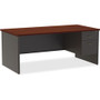 Lorell Fortress Modular Series Right-Pedestal Desk - 72" Width x 36" Depth, x 1.1" Thickness Top - 2 x Box, File Drawer(s) - Single Pedestal on Right Side - Material: Steel - Finish: Mahogany Laminate, Charcoal Product Image 