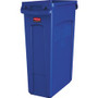 Rubbermaid Commercial Slim Jim 23-Gallon Vented Waste Containers - 23 gal Capacity - Handle, Durable - 30" Height x 22" Width x 11" Depth - Blue Product Image 