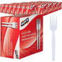 Genuine Joe Heavyweight White Plastic Forks - Disposable - White - 100/Box Product Image 