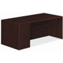 HON 10700 H10702L Pedestal Desk - 29.5" Height x 66" Width x 30" Depth - 3 x Box, File Drawer(s) - Single Pedestal on Left Side - Finish: Mahogany Product Image 