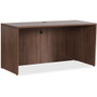 Lorell Essentials Series Credenza Shell - 29.5" Height x 59" Width x 23.6" Depth Credenza, x 1" Thickness Top, x 3.8" Thickness Drawer Pull - Finish: Walnut - Laminate Table Top - Durable, Grommet, Cord Management, Adjustable Feet - For Office Product Image 