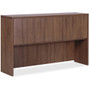 Lorell Essentials Series Stack-on Hutch with Doors - 36" Height x 66.1" Width x 14.8" Depth Hutch - 4 Door(s) - Material: Wood - Finish: Laminate, Walnut - Grommet, Cord Management, Durable Product Image 