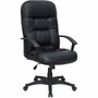 Lorell Tufted Executive High-Back Office Chair - Black Seat Color - Leather Seat Material - Black Frame Color - 5-star Base - Black Product Image 