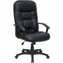 Lorell Tufted Executive High-Back Office Chair - Black Seat Color - Leather Seat Material - Black Frame Color - 5-star Base - Black Product Image 