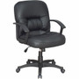 Lorell Tufted Managerial Mid-Back Office Chair - Black Seat Color - Leather Seat Material - Black Frame Color - 5-star Base - Black Product Image 