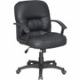 Lorell Tufted Managerial Mid-Back Office Chair - Black Seat Color - Leather Seat Material - Black Frame Color - 5-star Base - Black Product Image 