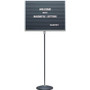 Quartet Single-Pedestal Letter Board - 16" Board Height x 20" Board Width - Solid Black Surface - Magnetic, Adjustable Pedestal, Sturdy - Gray Aluminum Frame Product Image 