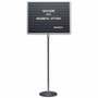 Quartet Single-Pedestal Letter Board - 16" Board Height x 20" Board Width - Solid Black Surface - Magnetic, Adjustable Pedestal, Sturdy - Gray Aluminum Frame Product Image 
