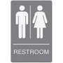 Headline Signs ADA RESTROOM/Image Sign - Print/Message "Restroom" - Double Sided - Adhesive, Braille - Plastic - White, Gray Product Image 
