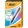 BIC BU3 Ballpoint Pen, Retractable, Medium 1 mm, Black Ink, Smoke/Black Barrel, 36/Pack (BICBU3361BK) View Product Image