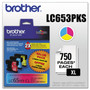 Brother LC653PKS Innobella High-Yield Ink, 750 Page-Yield, Cyan/Magenta/Yellow View Product Image