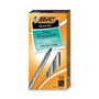 BIC Round Stic Xtra Precision Ballpoint Pen, Stick, Fine 0.8 mm, Black Ink, Smoke Barrel, Dozen (BICGSF11BK) View Product Image