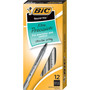 BIC Round Stic Xtra Precision Ballpoint Pen, Stick, Fine 0.8 mm, Black Ink, Smoke Barrel, Dozen View Product Image