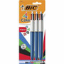 BIC 4-Color Retractable Ball Pen - 1 mm Medium Conical Pen Point - Refillable - Retractable - Black, Blue, Green, Red Ink - Opaque Blue Barrel Product Image 