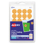 Avery Printable Self-Adhesive Removable Color-Coding Labels, 0.75" dia, Neon Orange, 24/Sheet, 42 Sheets/Pack, (5471) View Product Image
