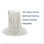 Boardwalk Cut-End Wet Mop Head, Cotton, No. 24, White 12/Carton View Product Image
