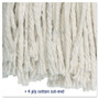 Boardwalk Cut-End Wet Mop Head, Cotton, No. 24, White (BWK2024CEA) View Product Image