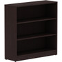 Lorell Laminate Bookcase - 36" Width x 12" Depth x 36" Height - 3 x Shelf(ves) - Laminated, Sturdy, Contemporary Style, Square Edge, Adjustable Shelf - Espresso - Medium Density Fiberboard (MDF), Laminate Product Image 