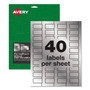 Avery PermaTrack Metallic Asset Tag Labels, Laser Printers, 0.75 x 1.5, Metallic Silver, 40/Sheet, 8 Sheets/Pack View Product Image
