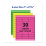 Avery High-Vis Removable Laser/Inkjet ID Labels w/ Sure Feed, 1 x 2.63, Neon, 360/PK View Product Image
