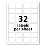 Avery Durable Permanent ID Labels with TrueBlock Technology, Laser Printers, 1.25 x 1.75, White, 32/Sheet, 50 Sheets/Pack View Product Image