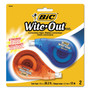 BIC Wite-Out EZ Correct Correction Tape, Non-Refillable, Blue/Orange Applicators, 0.17" x 472", 2/Pack (BICWOTAPP21) View Product Image