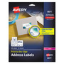 Avery Vibrant Laser Color-Print Labels w/ Sure Feed, 1.25 x 2.38, White, 450/Pack View Product Image