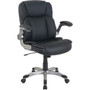 NuSparc Leather Rolling Chair - Mid Back - 5-star Base - Black - Bonded Leather - Armrest Product Image 