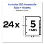 Avery Insertable Big Tab Dividers, 5-Tab, Double-Sided Gold Edge Reinforcing, 11 x 8.5, Buff, Clear Tabs, 24 Sets View Product Image