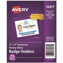 Avery Secure Top Heavy-Duty Badge Holders, Horizontal, 4w x 3h, Clear, 25/Pack View Product Image