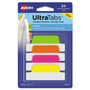 Avery Ultra Tabs Repositionable Tabs, Margin Tabs: 2.5" x 1", 1/5-Cut, Assorted Neon Colors, 24/Pack (AVE74767) View Product Image