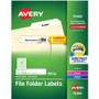 Avery TrueBlock File Folder Labels - 21/32" Width x 3 7/16" Length - Permanent Adhesive - Rectangle - Inkjet, Laser - Matte White Product Image 