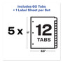 Avery Print and Apply Index Maker Clear Label Dividers, 12-Tab, White Tabs, 11 x 8.5, White, 5 Sets View Product Image